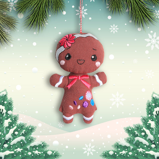 Organic Cotton Ornament - Gingerbread Girl (w)
