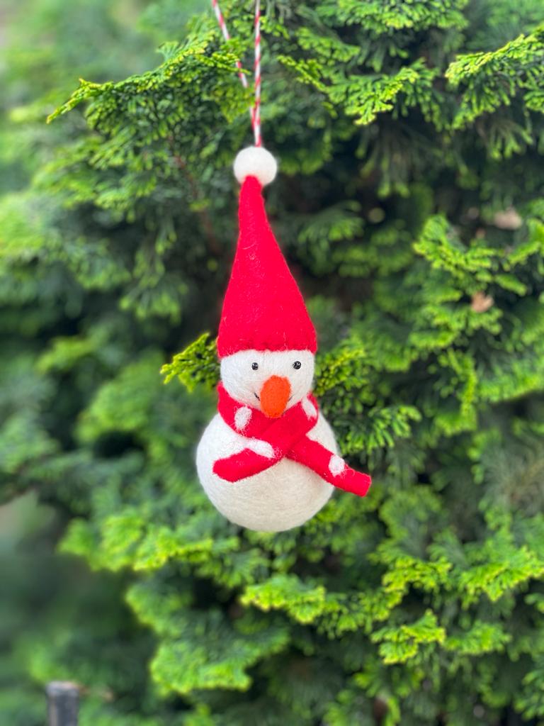 Handfelted Ornament Tuft Snowman
