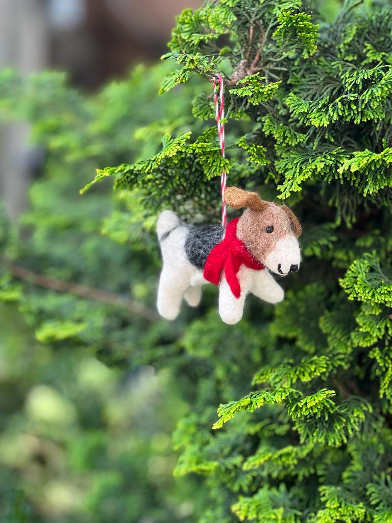 Handfelted Ornament Tuft Dog