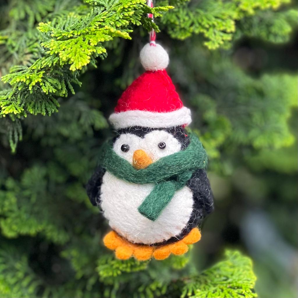 Handfelted Ornament Christmas Penguin