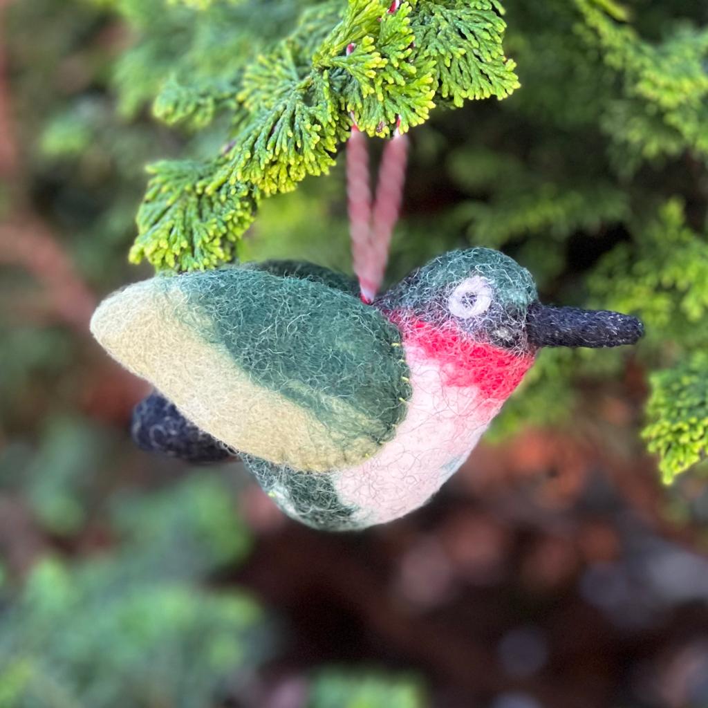 Handfelted Ornament Tuft Hummingbird