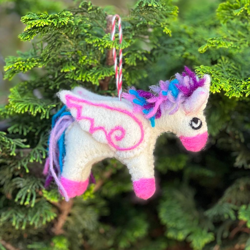 Handfelted Ornament Tuft Unicorn