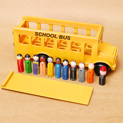 Wooden School Bus with Children