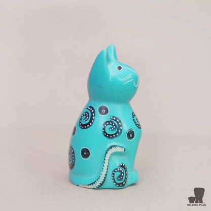 Soapstone Cute Kitty Cat Light Blue