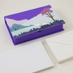Boxed Stationery Set Elephant Dark Purple