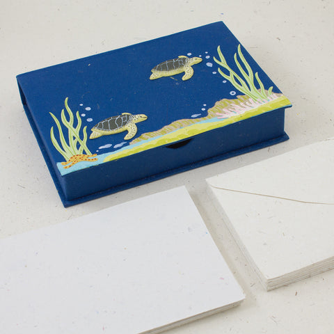 Boxed Stationery Set Sea Turtles Blue