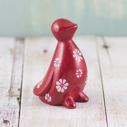 Soapstone Penguin Red