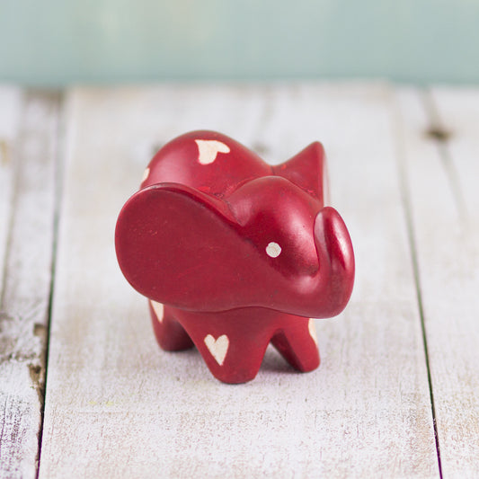 Soapstone Big-Eared Elephant Red (w)