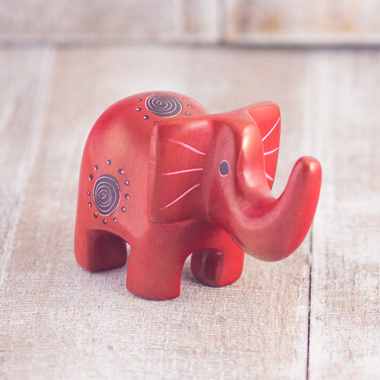Soapstone Elephant Red