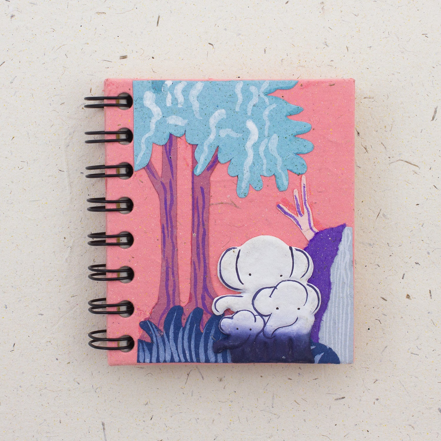 Small Notebook Elephants Pink