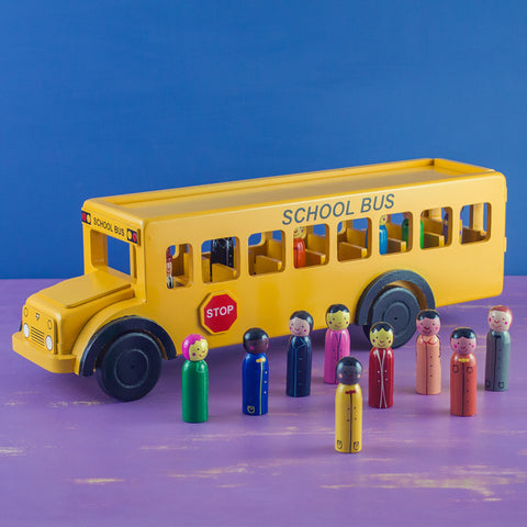 Wooden School Bus with Children
