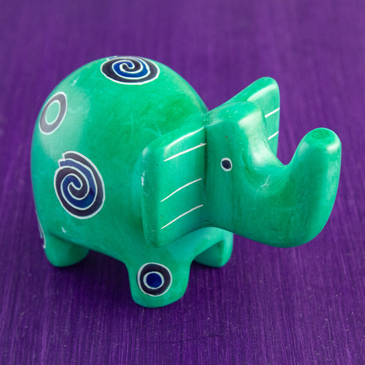 Soapstone Elephant Light Green/Bluish
