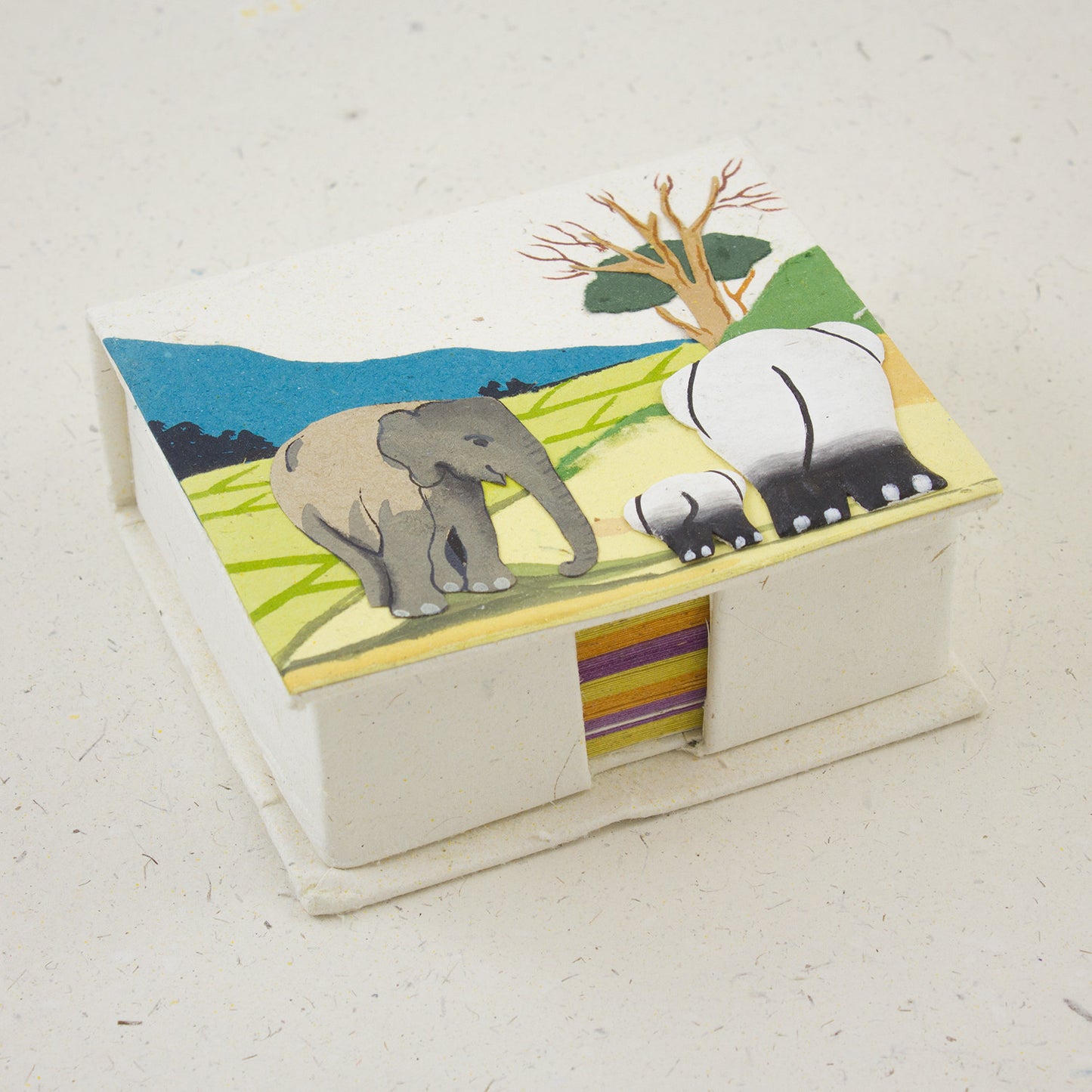 Note Box Elephants Natural White