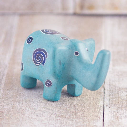 Soapstone Elephant Robin's Egg Blue (w)