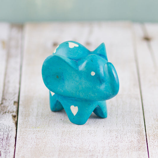 Soapstone Big-Eared Elephant Light Blue (w)