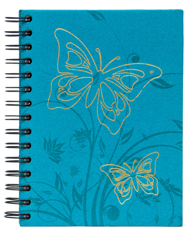 Large Notebook Foiled Butterfly Turquoise