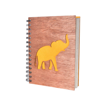 Large Notebook Wood Cover Elephant Song