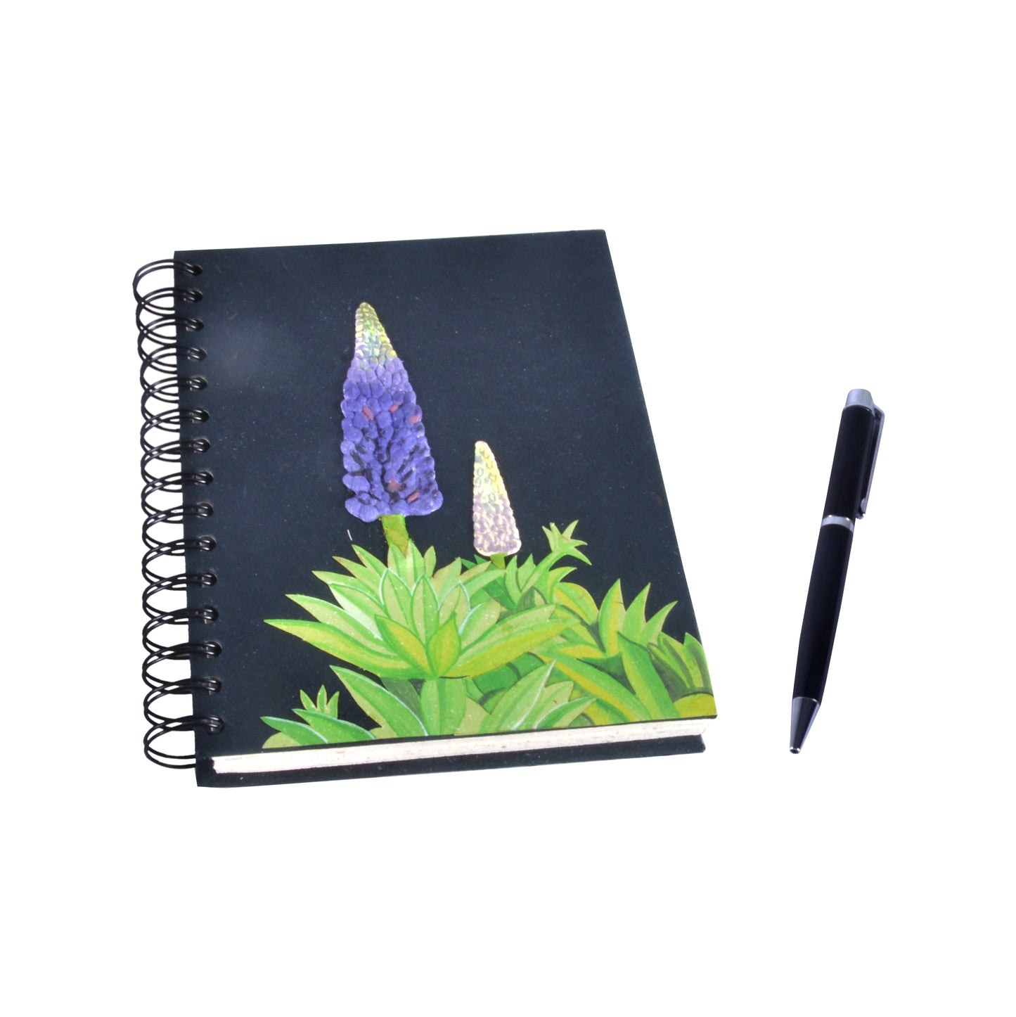 Large Notebook Lupine Flower Black