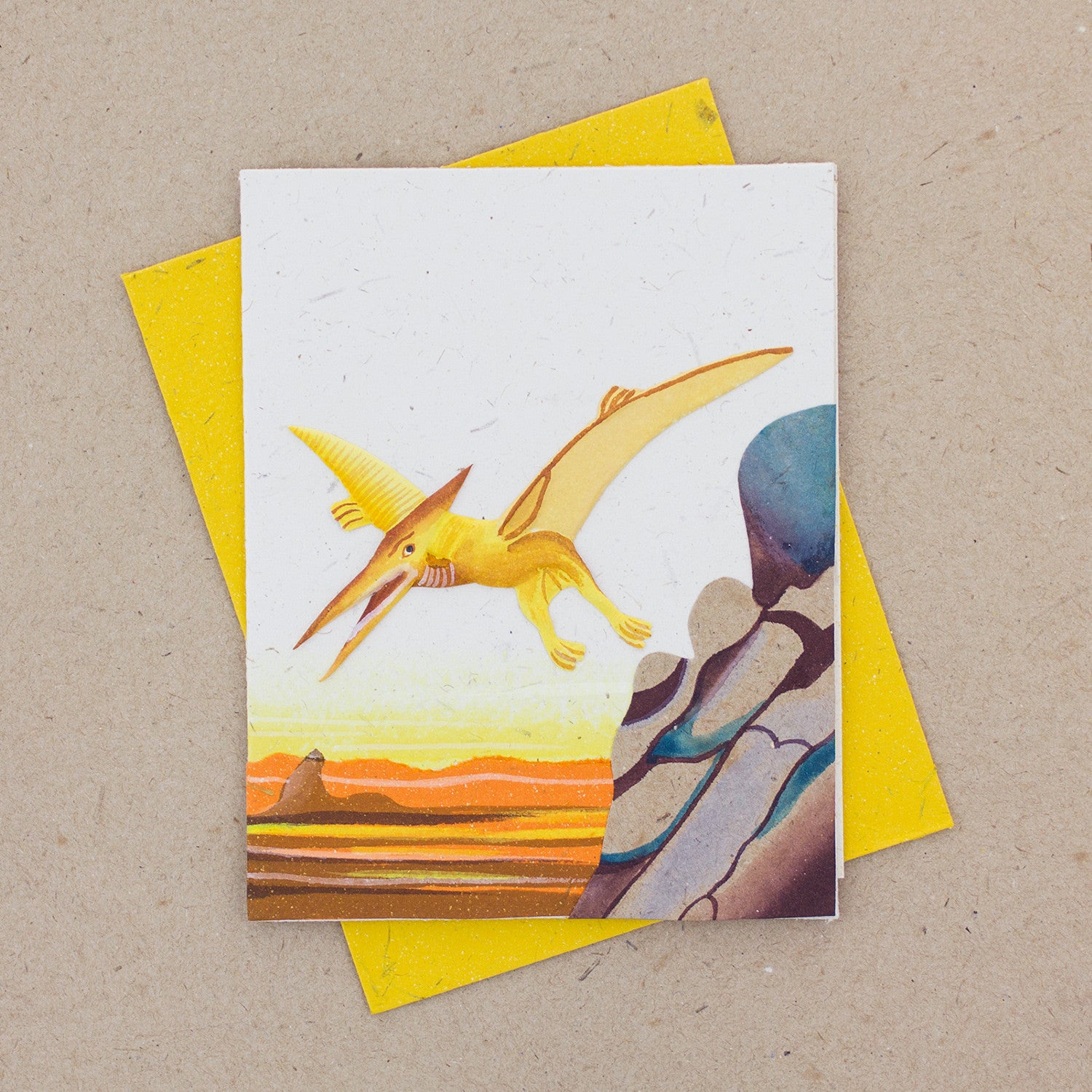 Single Greeting Card Pterodactyl Natural White