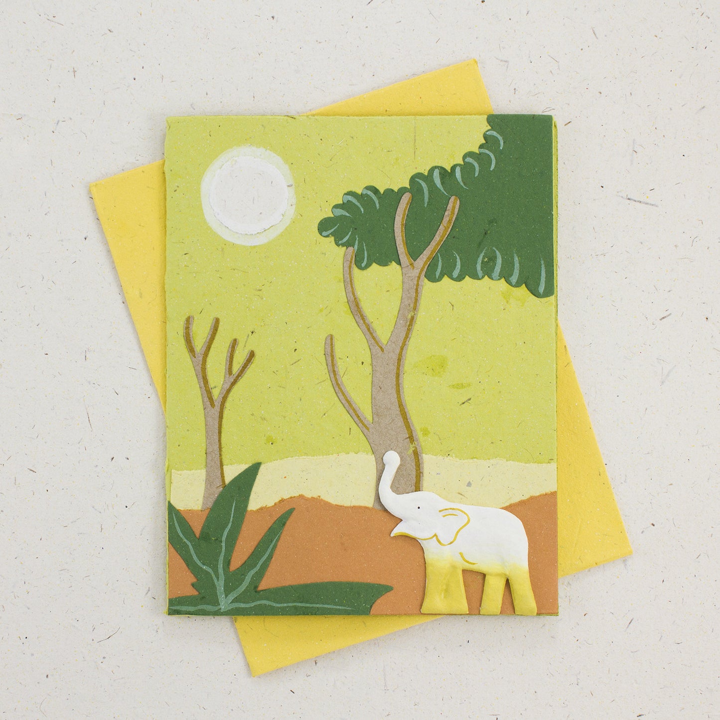 Single Greeting Card Elephant Light Green