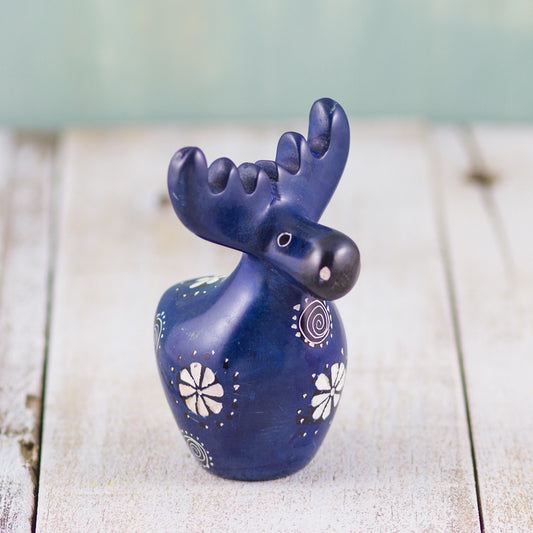 Soapstone Moose Dark Blue