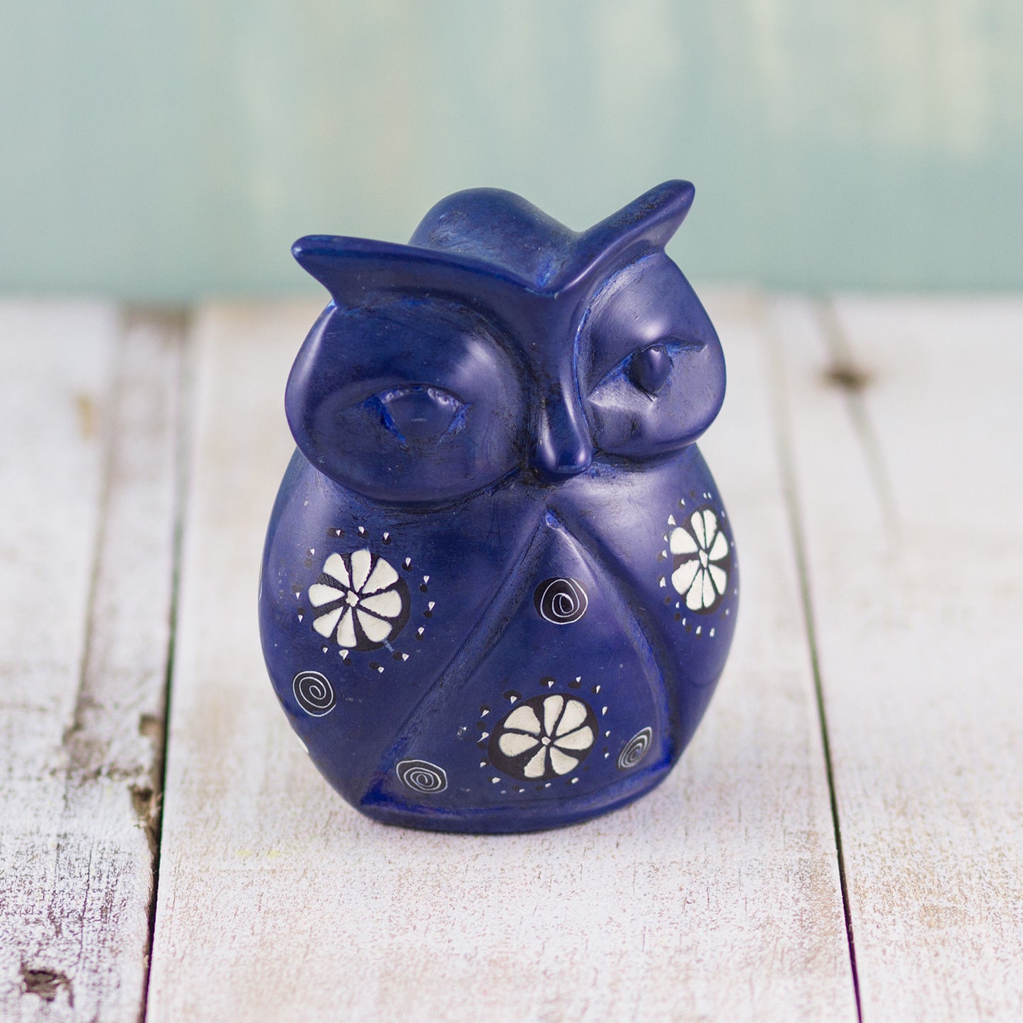 Soapstone Owl Dark Blue