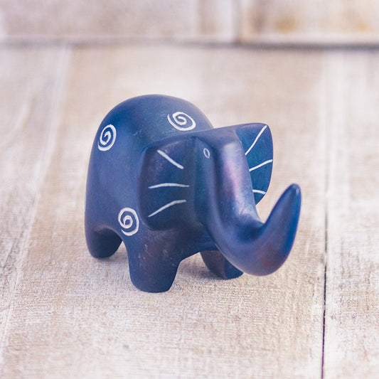 Soapstone Elephant Dark Blue (w)