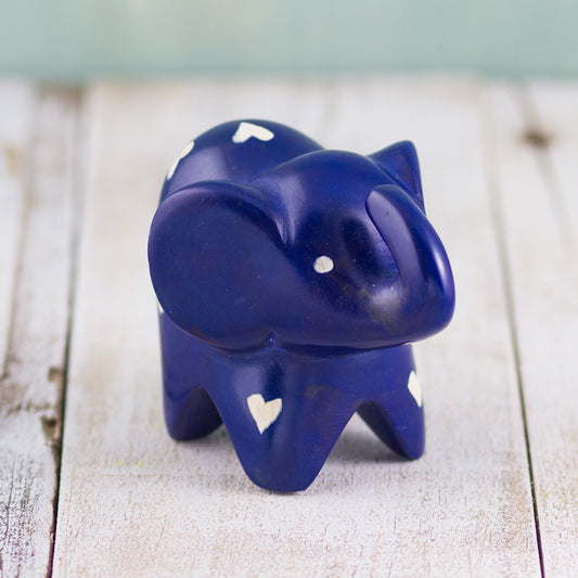 Soapstone Big-Eared Elephant Dark Blue (w)