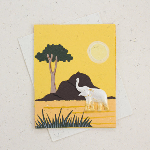 Single Greeting Card Elephant Yellow
