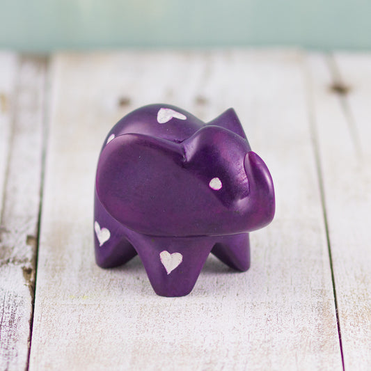 Soapstone Big-Eared Elephant Purple (w)
