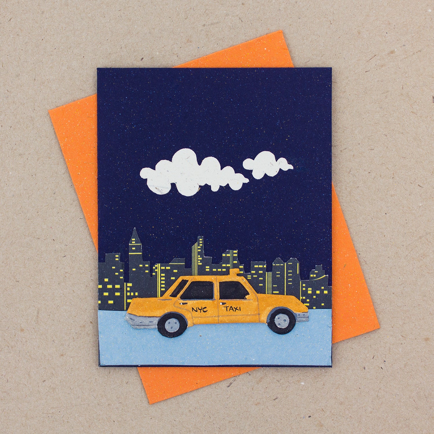 Single Greeting Card NYC Taxi Dark Blue