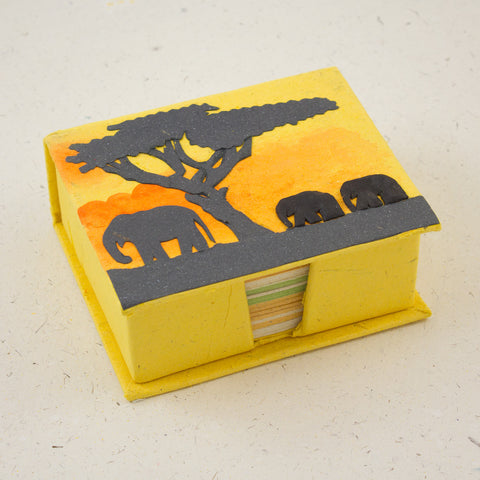 Note Box Elephants Yellow