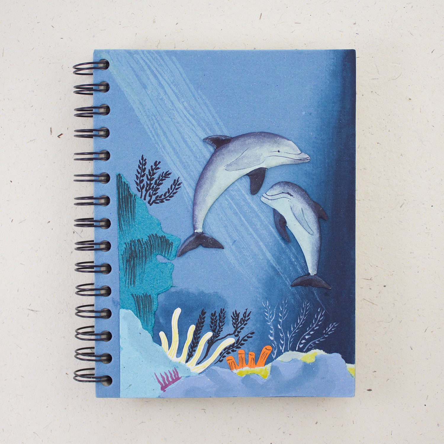 Large Notebook Dolphins Pale Blue