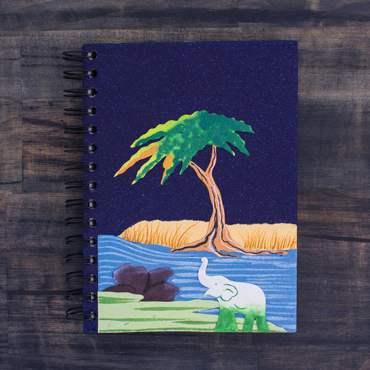 Large Notebook Good Luck Elephant Midnight Blue