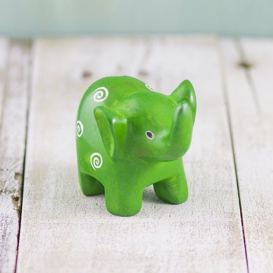 Soapstone Small-Eared Elephant Green (w)