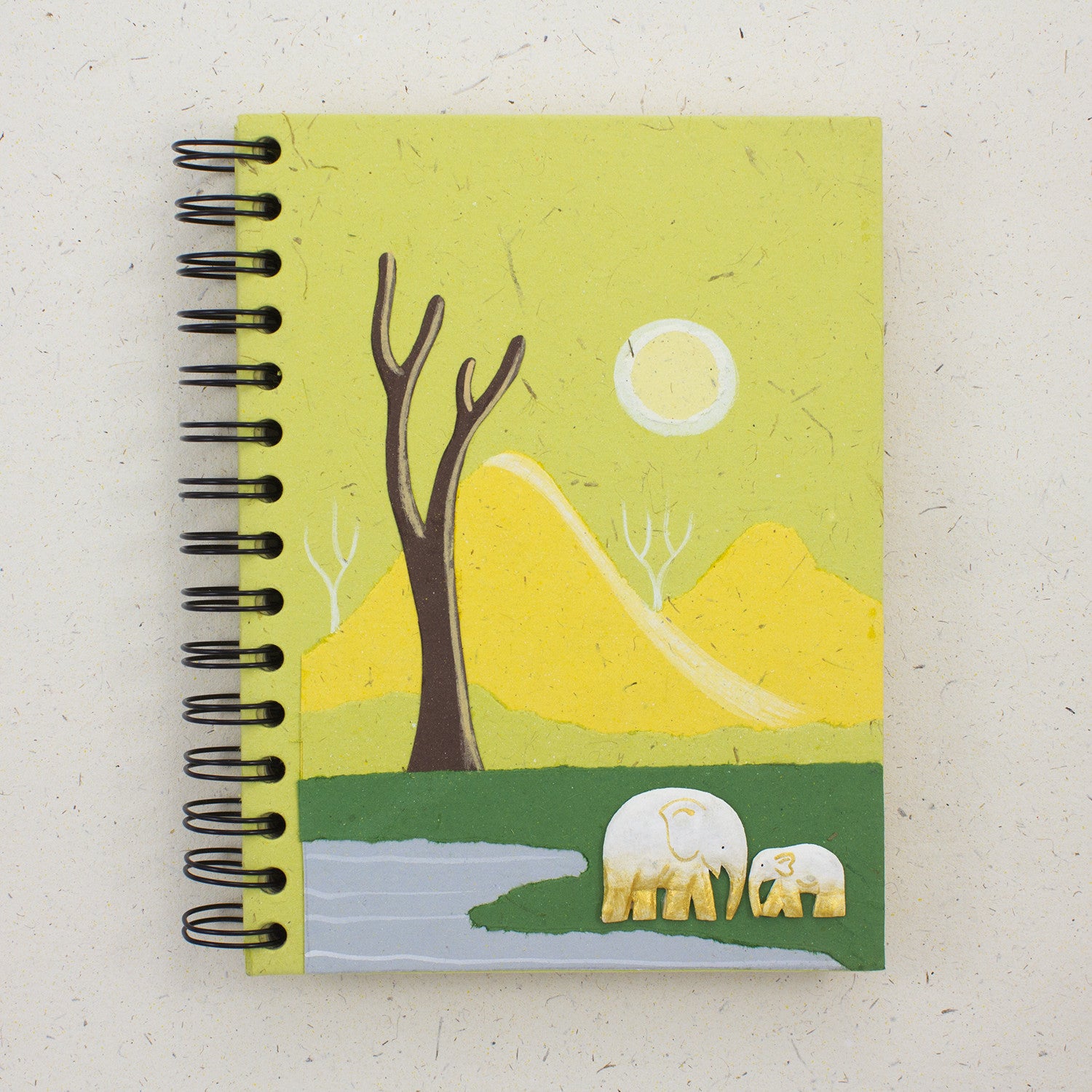 Large Notebook Elephants Light Green