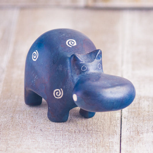 Soapstone Hippo Dark Blue