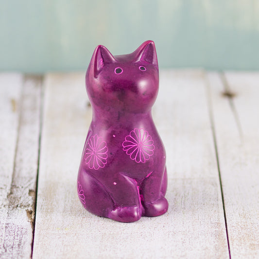 Soapstone Cute Kitty Cat Purple (w)