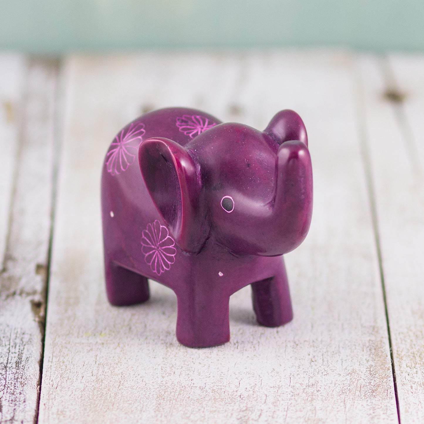Soapstone Small-Eared Elephant Purple