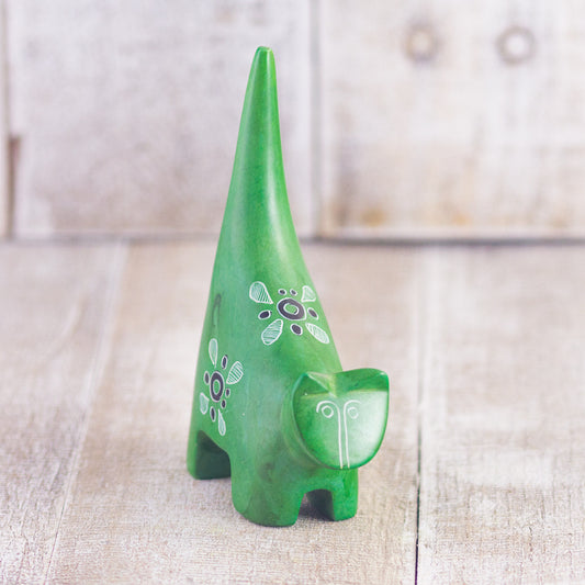Soapstone Cat Dark Green