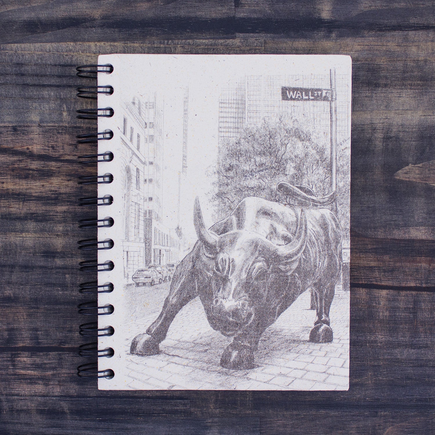Large Notebook Wall Street Bull Sketch