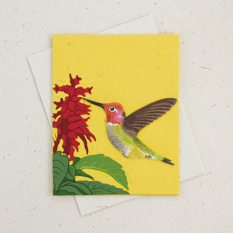 Single Greeting Card Hummingbird Embossed