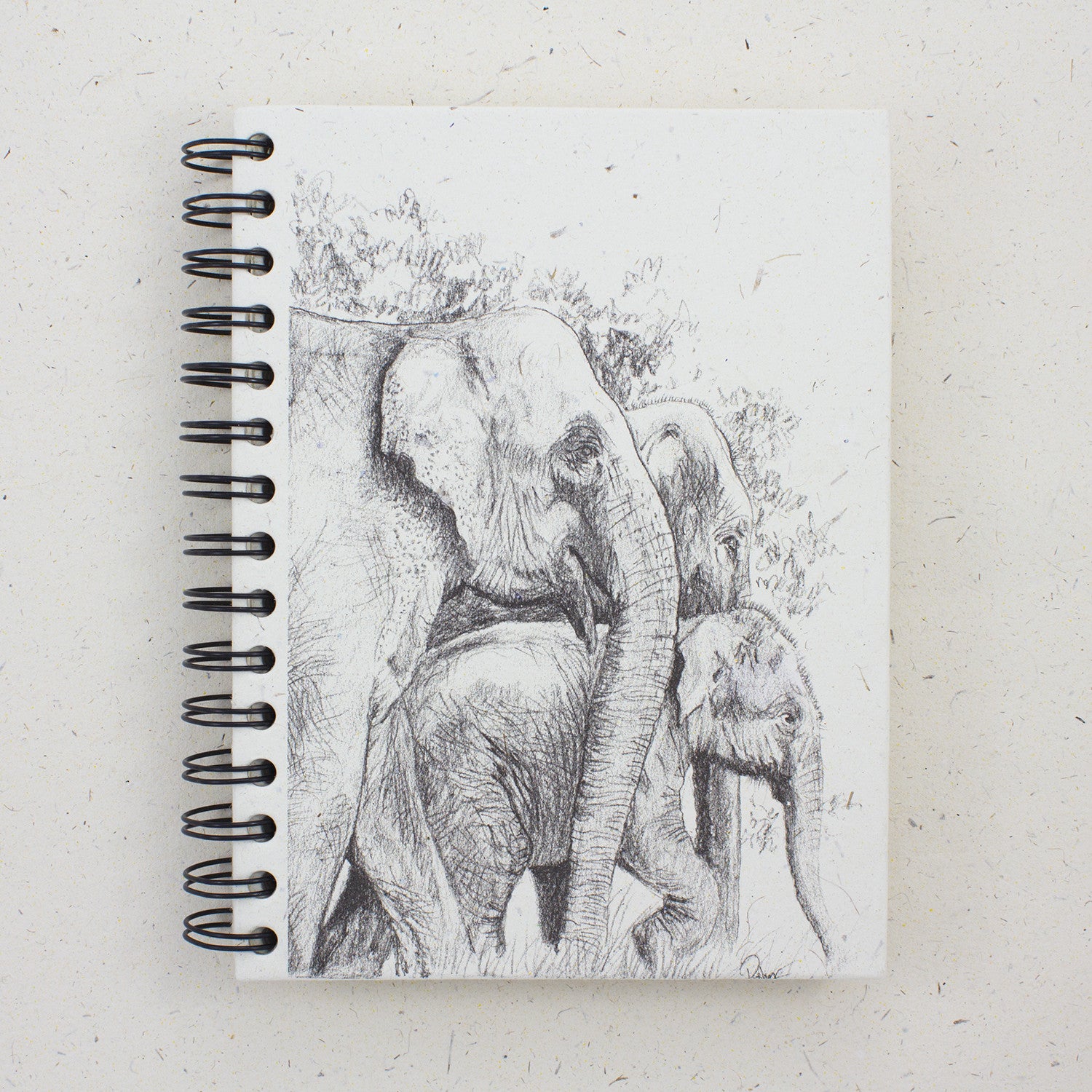 Large Notebook Elephant Family Sketch