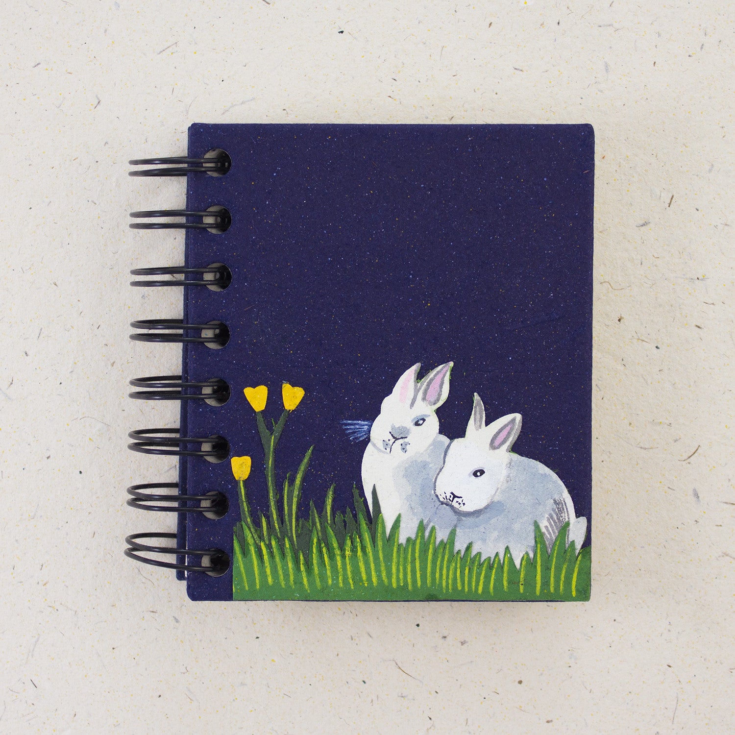 Small Notebook Rabbits Dark Blue