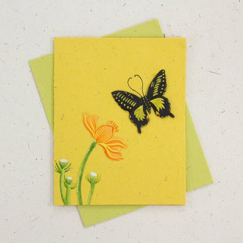 Single Greeting Card Butterfly Yellow