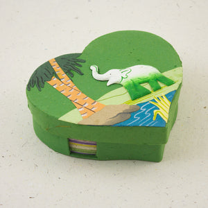 Heart Shaped Note Box Elephant Dark Green