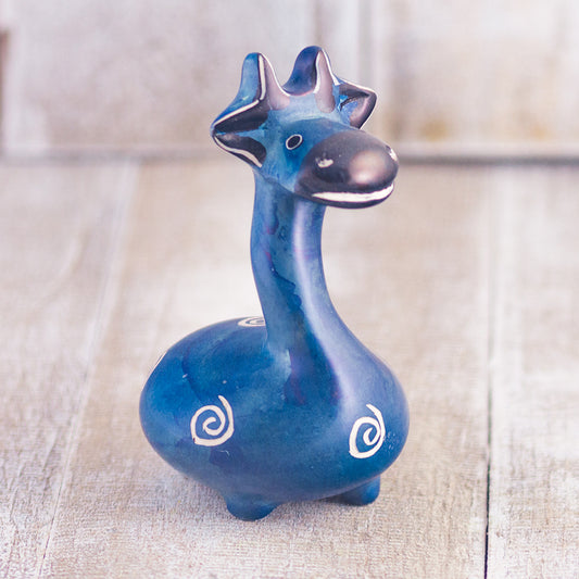 Soapstone Giraffe Dark Blue