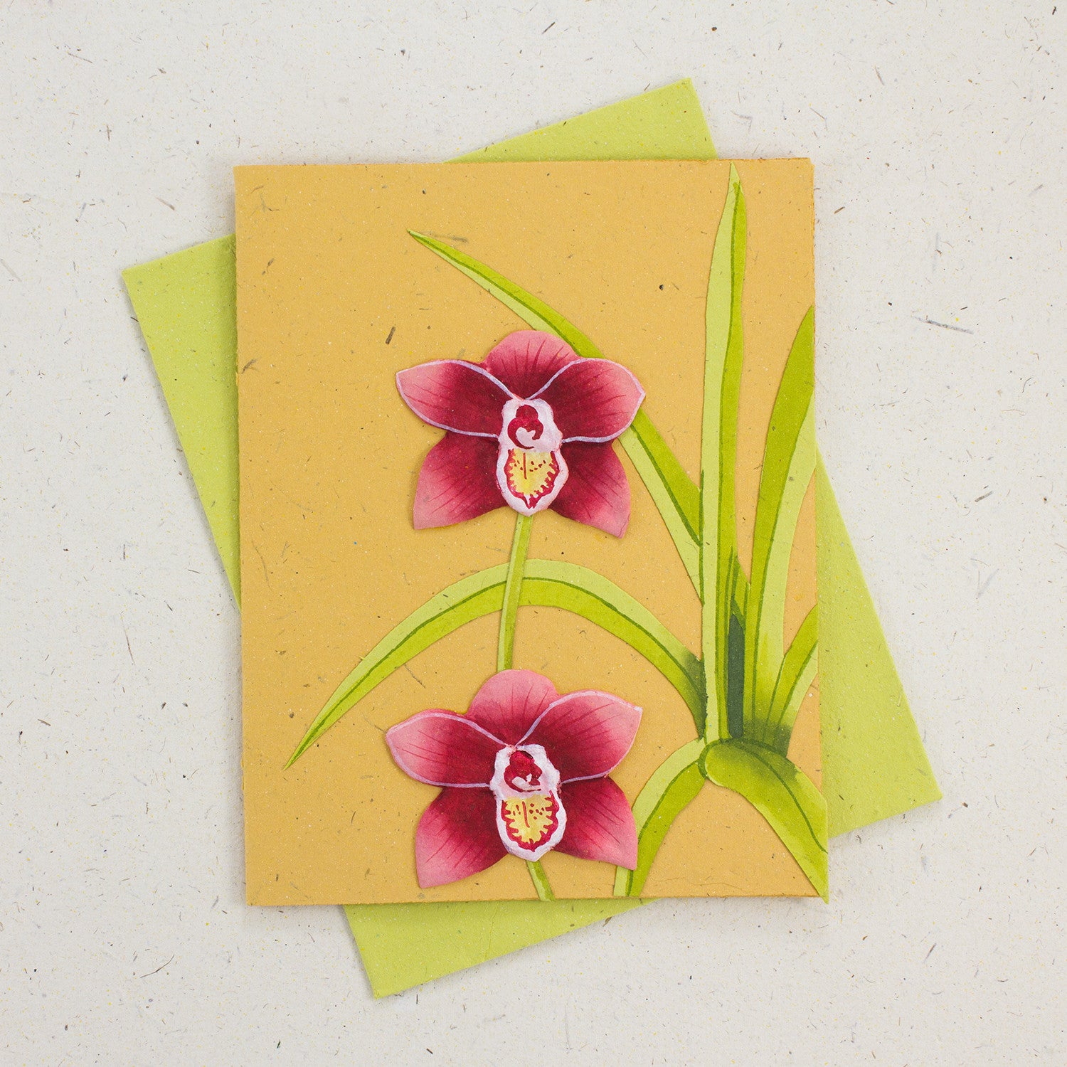 Single Greeting Card Sweet Orchid Flower Orange