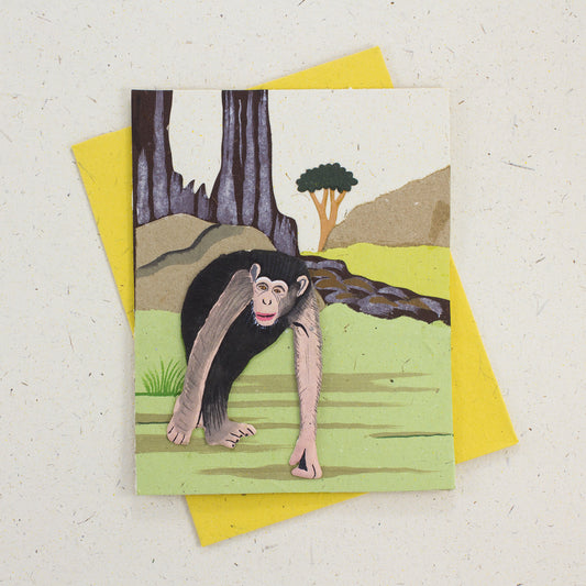 Single Greeting Card Chimpanzee Natural White