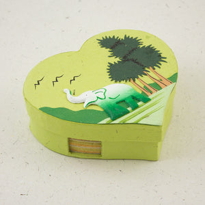 Heart Shaped Note Box Elephant Light Green
